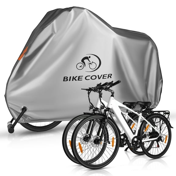 Bike Cover Waterproof Outdoor - Bicycle Cover for 1 or 2 Bikes Moped Cover Dust Rain Sun Protection Windproof for Mountain Road Bike (Grey, L)