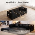 thumbnail image 3 of 78.8" Convertible Sofa Bed,Corduroy Futon Couch with Storage Pocket,Folding Pull Out Futon Sofa,No Assembly Boneless Couch for Living Room,Black, 3 of 5