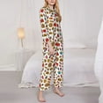thumbnail image 3 of Fuzoiu Hot Dog Pizza Print Women's Long-Sleeved Pajama,Lounge Button Down Nightwear,Womens Notch Collar Pajama Set-Small, 3 of 7