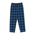 thumbnail image 4 of Naloa Blue Black Plaid Print Women’s Ultra-Soft Comfy Pajama Lounge Pants with Pockets & Drawstring, 4 of 8