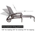 thumbnail image 3 of 3-Piece Aluminum Reclining Outdoor waterproof Chaise Lounge with Wheels And Table Bronze, 3 of 5