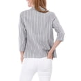thumbnail image 4 of MODA NOVA Juniors Striped 3/4 Sleeves Open Front Blazer, 4 of 7