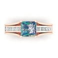 thumbnail image 2 of Clara Pucci 18K Rose Gold 2.28 Synthetic Blue Moissanite Engraveable Engagement Ring + Wedding Band Set, 2 of 7