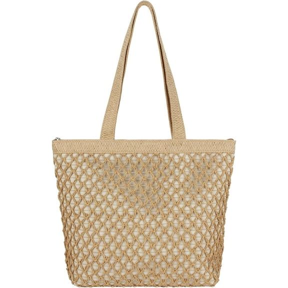 Women Large Hollow Out Straw Woven Shoulder Bag Beach Travel Tote Top-handle Bag