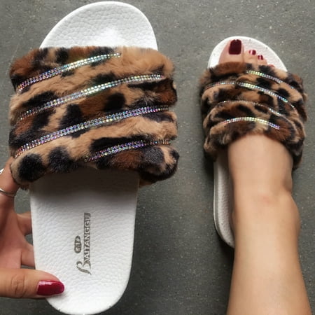 

Mishuowoti slipper for women 2023 Summer Fashion New Casual Women s Slippers With Bright Diamond Leopard Pattern