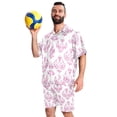 thumbnail image 6 of Mens Hawaiian Sets, 2 Piece Set for Men, Mens Beach Outfit, Pink Bow Lovely Pattern, Mens Matching Shirt and Shorts Set, 6 of 6