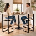 thumbnail image 2 of SESSLIFE Bar Chairs Set of 2, Counter Height Bar Stools with Paper Rope Weave & Metal Legs, Barstools for Kitchen Island, Creamy White, 2 of 8