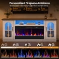 thumbnail image 2 of Bestier 70" Fireplace TV Stand with 36" Electric Fireplace, Farmhouse Entertainment Center for TVs up to 75", TV Console with LED Lights, Glass Door, Adjustable Shelves for Living Room, White, 2 of 8