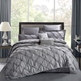 thumbnail image 2 of Unique Home Pinch Pleat 8 Piece Reversible Comforter Set Bed In a Bag Clearance Bedding Comforter Duvet, Fade Resistance, Super Soft (Queen, Grey), 2 of 6
