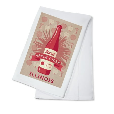 Apple Kitchen Tea Towel - Illinois - Hard Apple Cider - Lantern Press Artwork (100% Cotton Kitchen Towel)