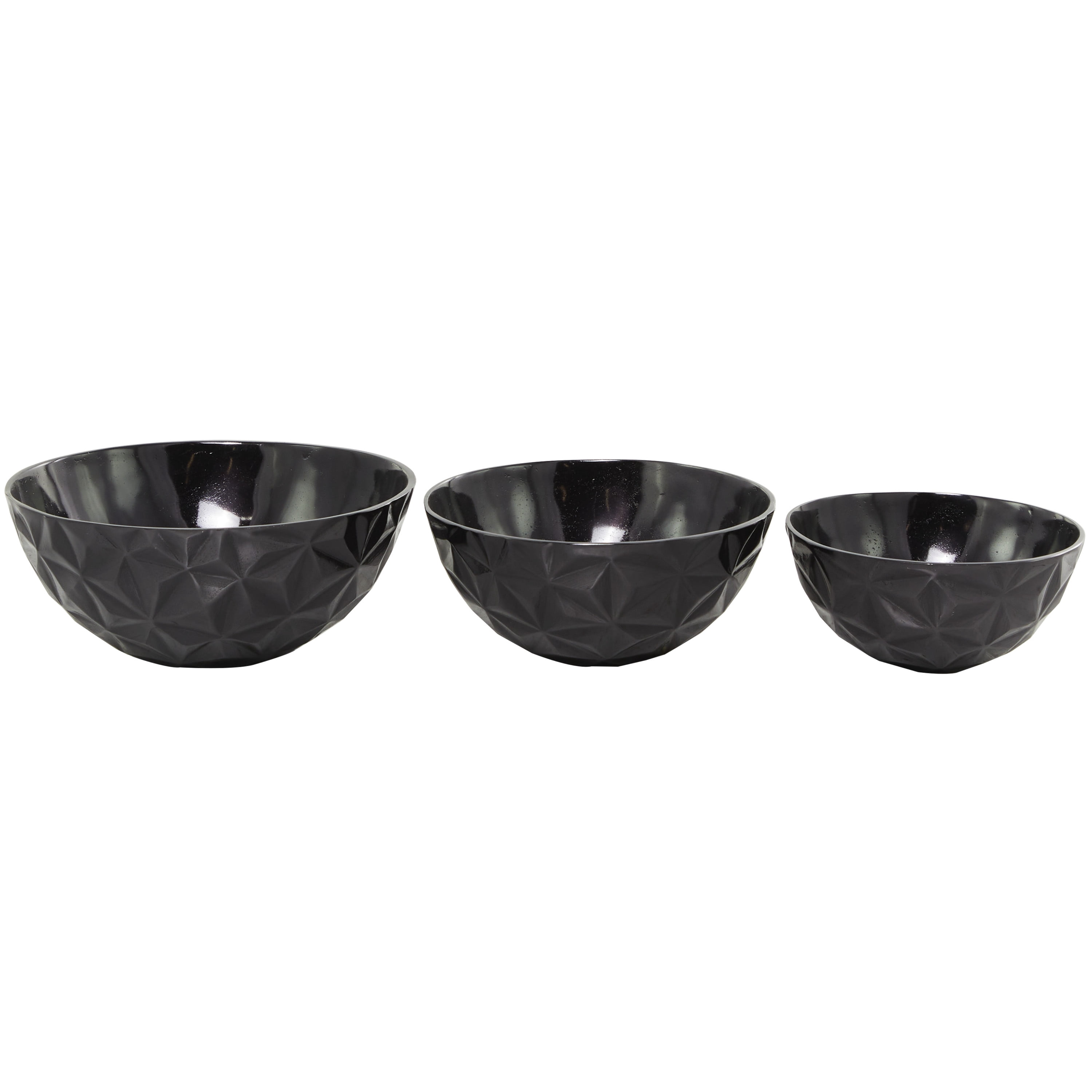 DecMode 5", 6"H Aluminum Modern Decorative Bowl, Black, 3-Piece
