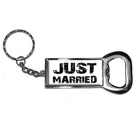 Just Married Bottle Opener Keychain