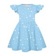 thumbnail image 2 of Abcomgle Girls Summer Dress Size 7-8 Casual A-Line Flutter Sleeve Midi Dress Polka Dot Holiday Crew Neck Swing Skirt for 4-14t Kids,Light Blue, 2 of 4