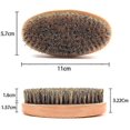 thumbnail image 2 of Mens Round Wood Handle Boar Hair Bristle Beard Mustache Brush Comb Palm, 2 of 5