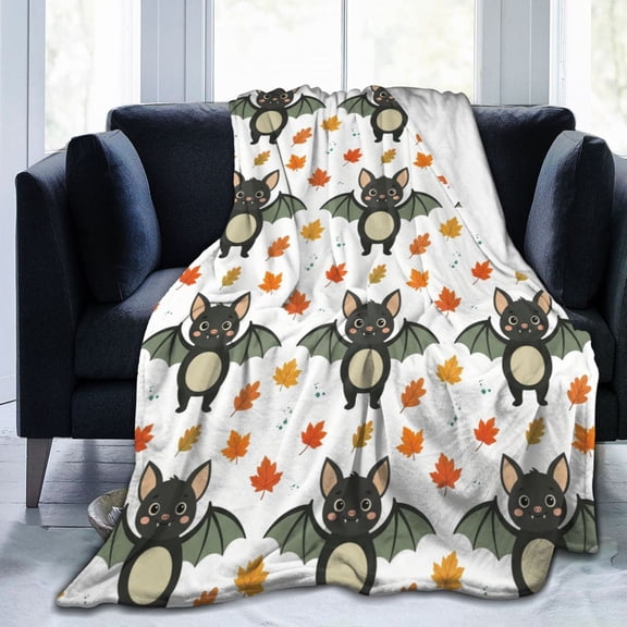 Halloween Bat Blanket, Gothic Throw, Bat Themed Home Decor for Bedroom Sofa Couch, Halloween Decor 50x40