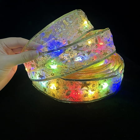 

Christmas Decor Christmas Ribbon Fairy Lights Christmas LED Lights Double Ribbon String Lights Christmas Tree Decoration Glowing Ribbon Pendant