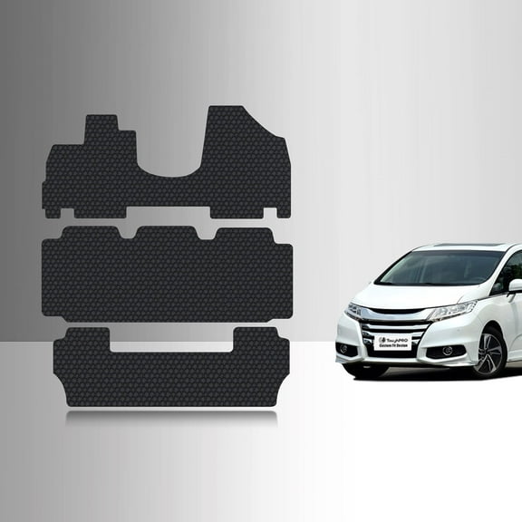 ToughPRO Front   3rd Row Mats Compatible with Honda Odyssey 2012 8 Seater - All Weather Heavy Duty (Made in USA) Black Rubber