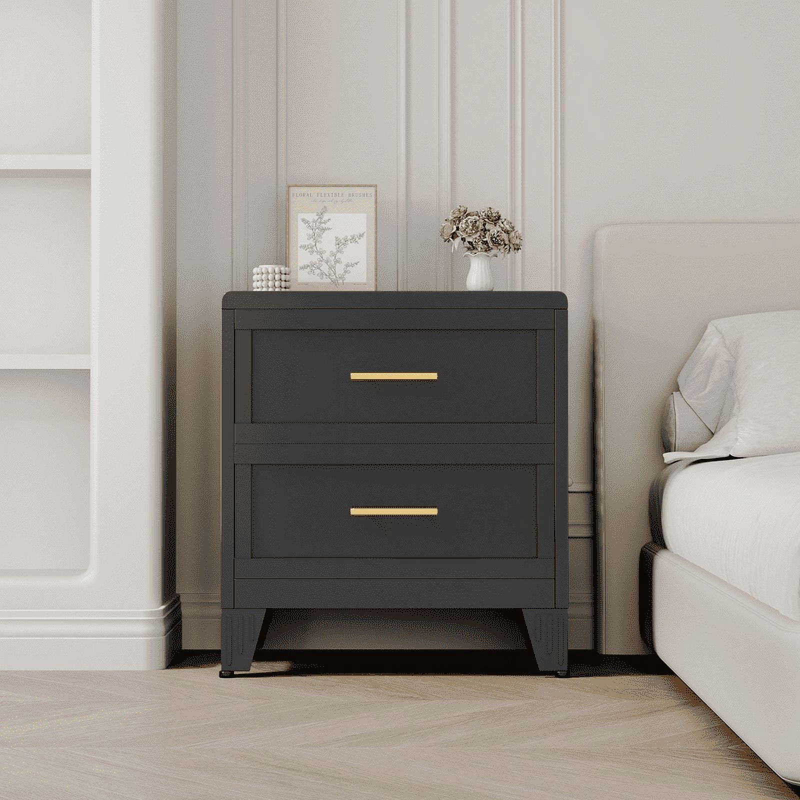 Erosoei Modern Metal Nightstand 2 Drawer Dresser for Bedroom
