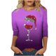 thumbnail image 5 of Camisetas de Manga Larga de las Mujeres Imprimir Navidad Cuello Redondo 3/4 Manga Suéter, Top Casual para las Vacaciones, 5 of 7