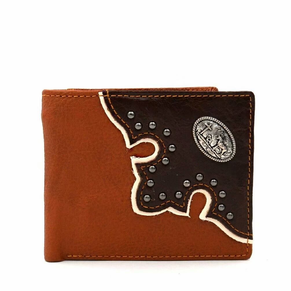 Janhooya Western Wallet Men's Leather Slim Bifold Cowboy Wallet for Men Praying Cowboy