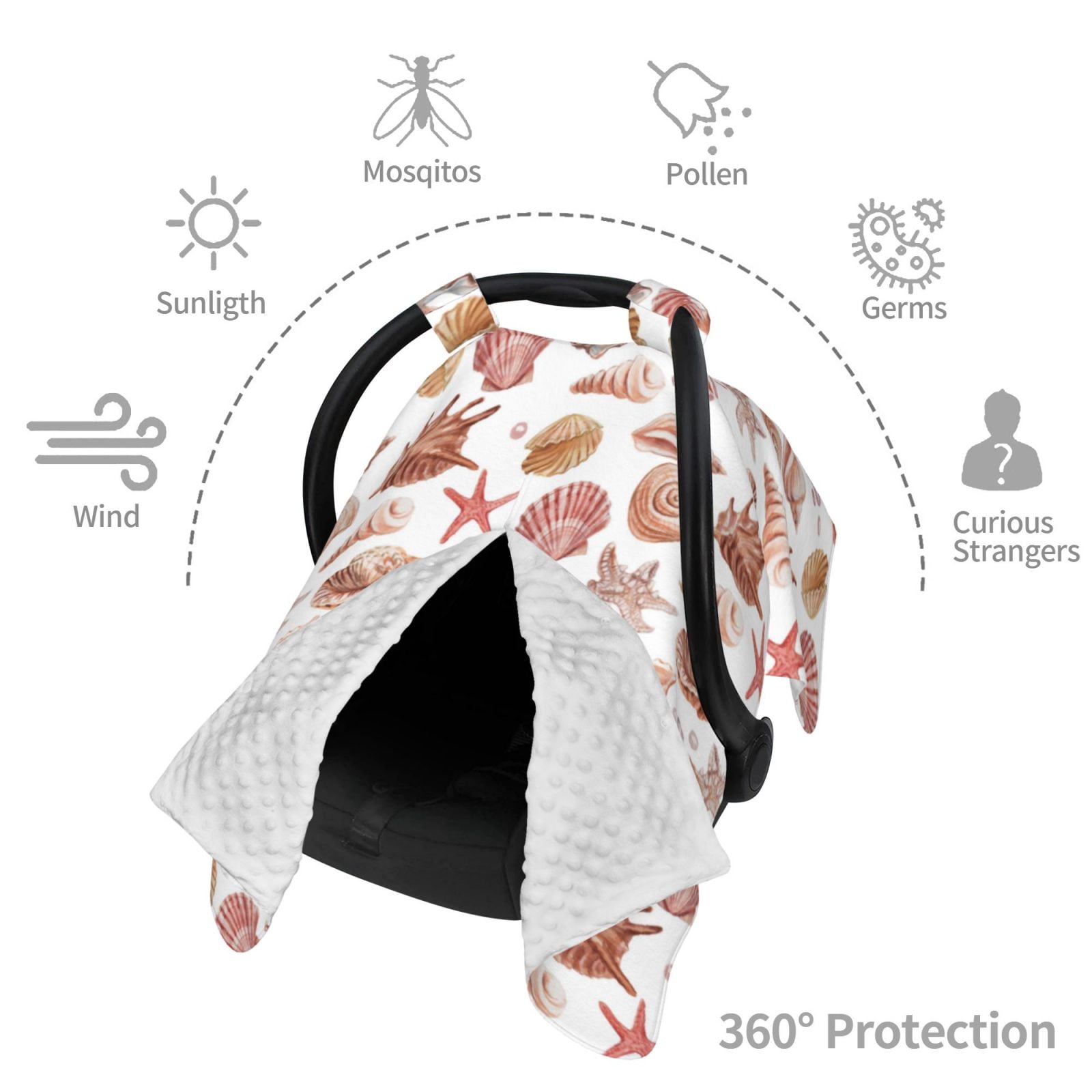 Car Seat Cover Baby - Conch Shell No.J927 Breathable Infant Car Seat Cover for Baby Carseat, Lightweight Comfort Baby Essentials Must Haves Newborn Stuff for Girl Boy