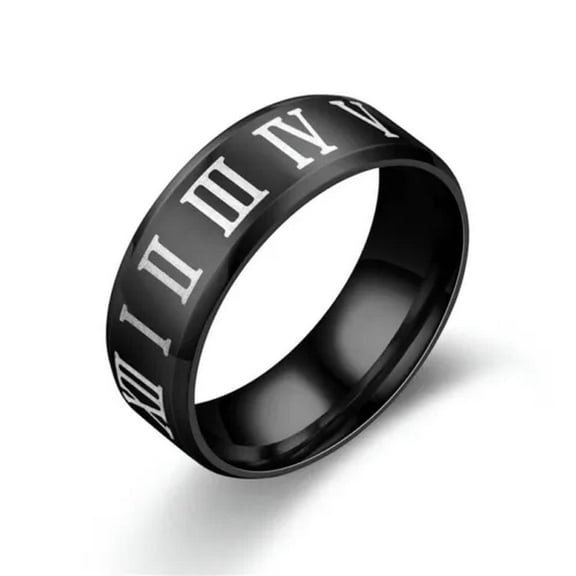 8MM Blue/Black/Gold/Silver Band Men Titanium Steel Roman Numerals Ring Size 6-12