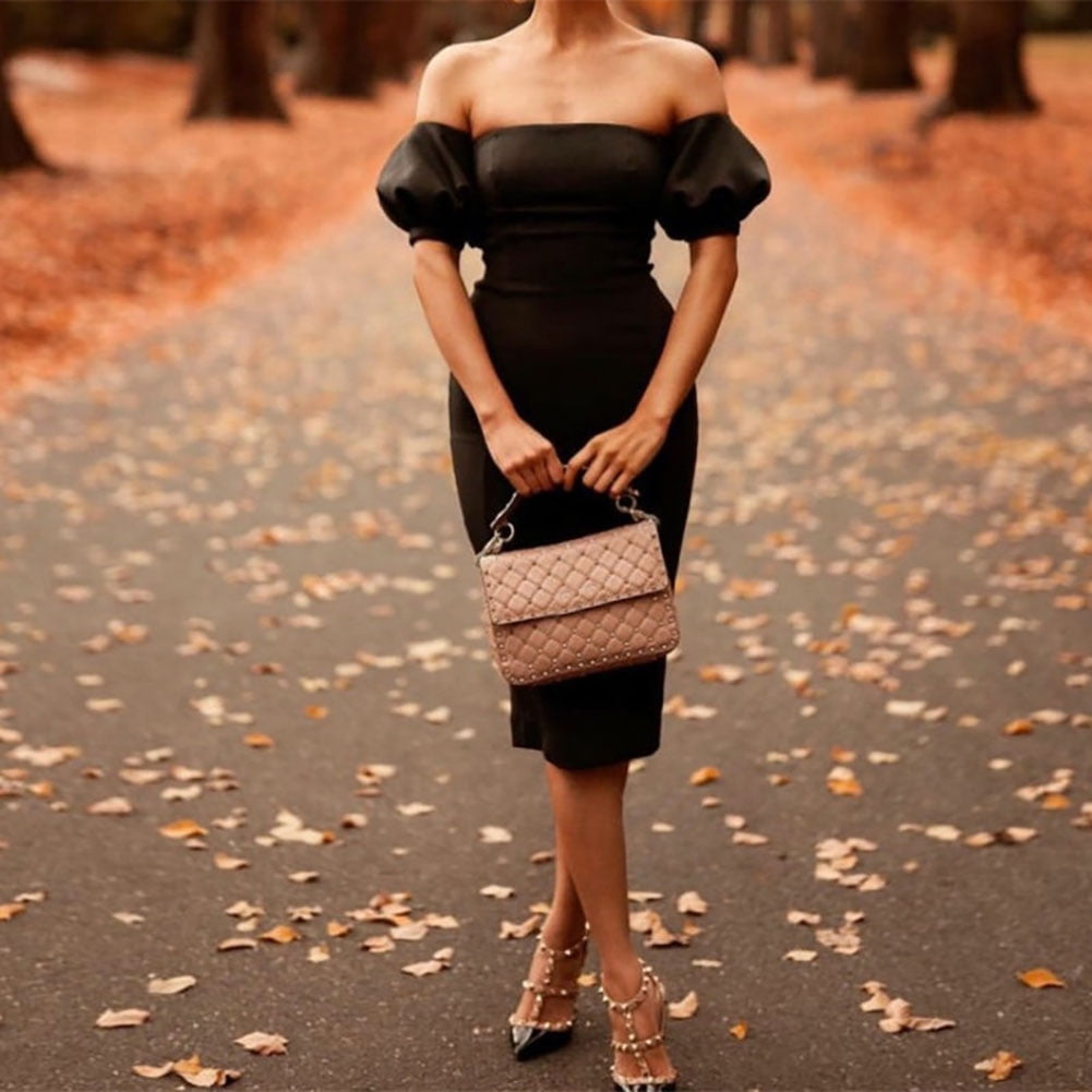 Hip Bodycon Off Shoulder Pencil Dress 