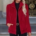 thumbnail image 2 of Zip Up Fleece Jacket Women Long Sleeve Fall Outfit Stand Collar Lightweight Office Casual Jackets with Pocket, 2 of 6