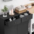 thumbnail image 5 of Trash Storage Cabinet with 2 Drawers, Double Tilt Out Trash Can Cabinet, Hidden Garbage Bin, Free Standing Laundry Sorter Organizer for Kitchen Dining Living Room, Bathroom, Black, 5 of 8