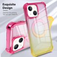 thumbnail image 2 of for iPhone 14 Case Magnetic Phone Case, [Support for Magsafe] Gradient Crystal Elegant Case, Four Corner Cushion Protection Cover Camera Protective for Girls Women -Red Yellow, 2 of 6