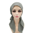 thumbnail image 3 of Prolriy Hijab Undercap Head Hat Cap Ethnic Pre Tied Braid Hair Cover Wrap Turban Headwear Hat Baseball Cap Hats for Women Grey One Size, 3 of 6