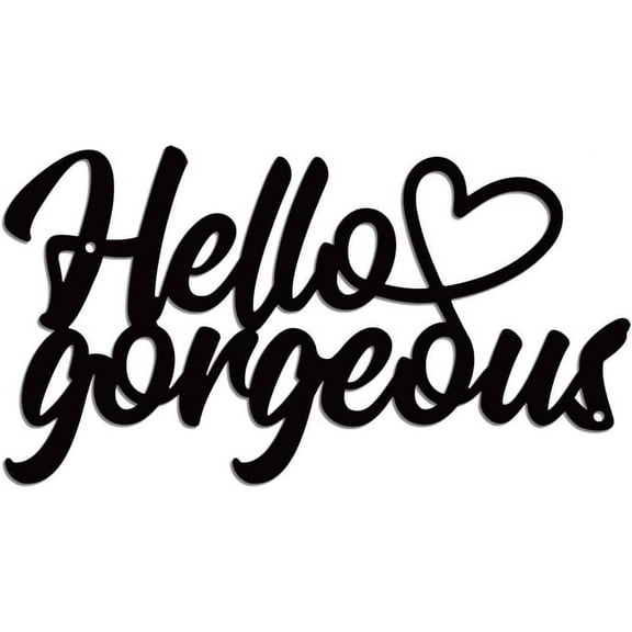 Metal Hello Gorgeous Wall Art Decor Iron Metal Words with Hello Gorgeous Wall Decor for Front Porch Living Room Modern Arts Wall Decor for Bathroom Bedroom 16.2x30cm Hello Gorgeous
