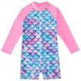 thumbnail image 5 of LYMAYTER 4-9Y Girls Long Sleeve Swimsuit Onesies UPF 50+ UV Swimwear Zipper Rash Guard Bathing Suit for Kids Toddler, 5 of 8