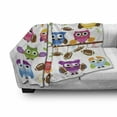 thumbnail image 2 of Owls Soft Flannel Fleece Throw Blanket, Sporty Owls Cheerleader League Team Coach Football Themed Animals Cartoon Art Style, Cozy Plush for Indoor and Outdoor Use, 50" x 70", Multicolor, by Ambesonne, 2 of 5