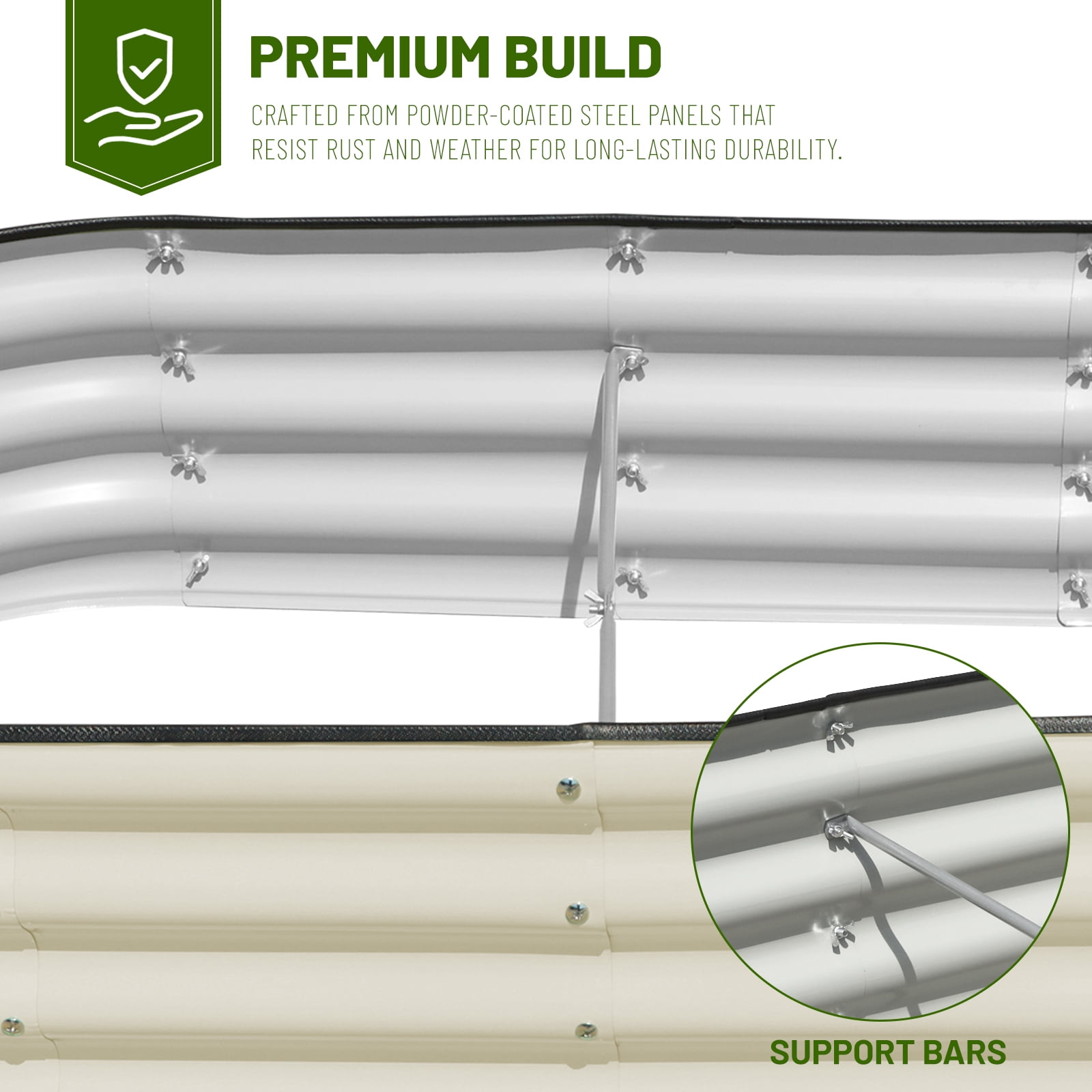 SnugNiture Raised Garden Bed, 3Pcs 4x2x1ft Galvanized Metal Planter Box, White