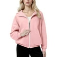 thumbnail image 2 of Chiccall Hoodies for Women Zip Up Long Sleeve Jacket Oversized Fall Winter Sweatshirts Tops with Pocket Pink L, 2 of 8