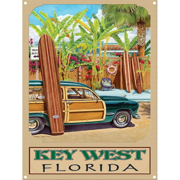 Key West Florida Beach Access Metal Art Print by Evelyn Jenkins Drew (9