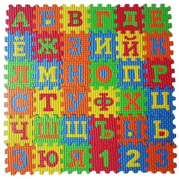 Hzzsbu 36 Pcs Eva Foam Play Mat - Russian Alphabet Interlocking Floor Tiles for Playroom & Fitness