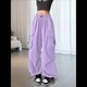 thumbnail image 5 of Pantalones Cargo para Mujer, Pantalones Casuales de Senderismo, Pantalones Holgados Y2K de Cintura Alta con Múltiples Bolsillos Púrpura M, 5 of 8