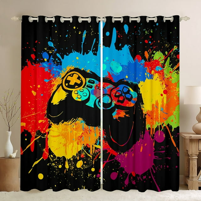 Erosebridal Rideaux de Jeu pour Garçons, Rideaux Éclaboussures Graffiti Hippie pour Salon, Ensemble de 2 (42x90)