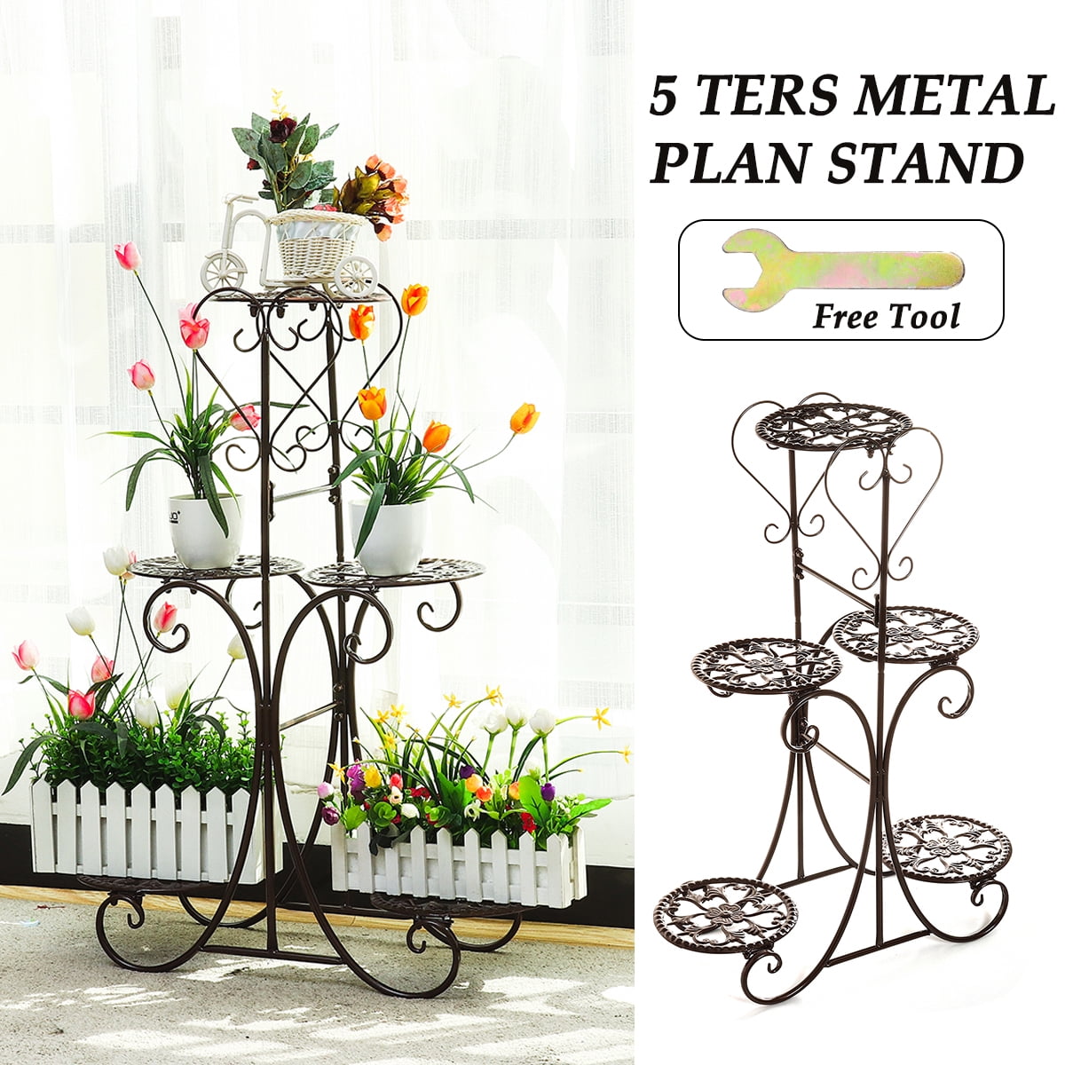 5Tier Elegant Metal Plant Stand Flower Pot Holder Shelf