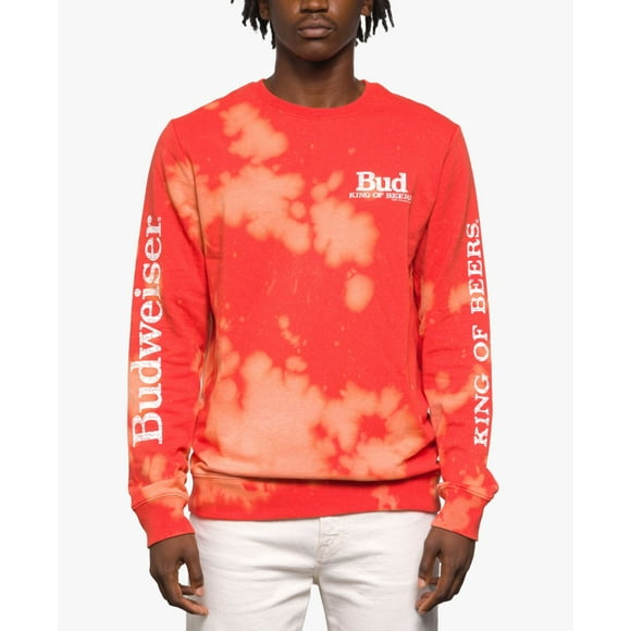 Junk Food Mens King Of Beers Fleece Tie-Dye Sweatshirts, Red, Small
