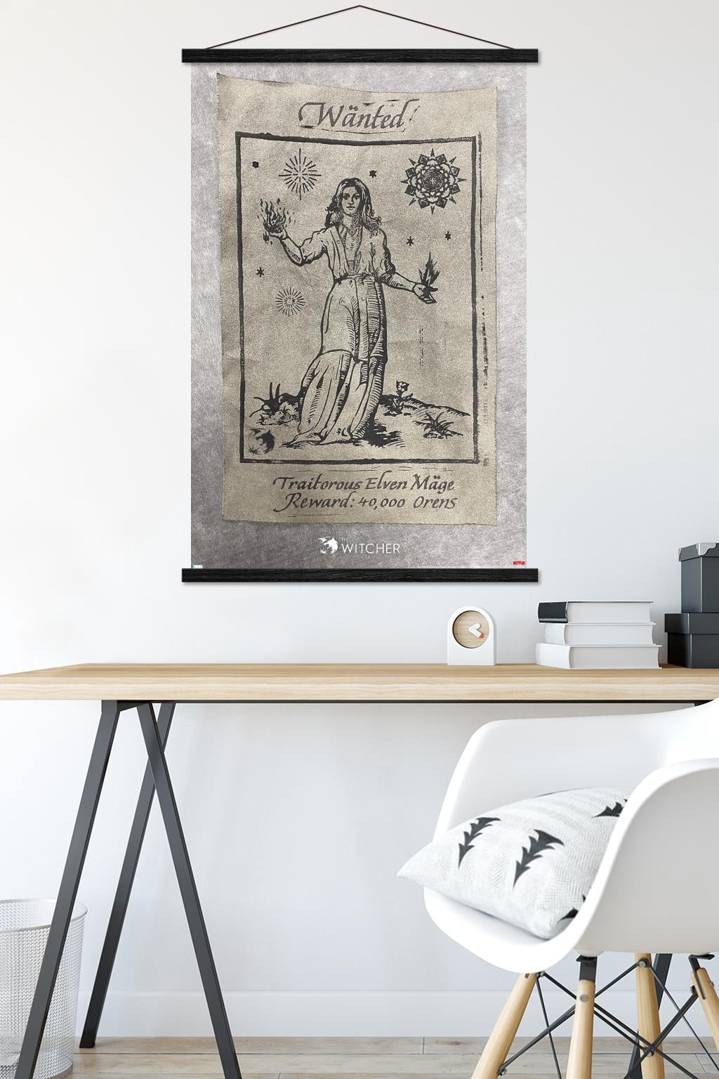Netflix The Witcher Season 2 - Wanted Elven Mage Wall Poster with Wooden Magnetic Frame, 22.375" x 34"