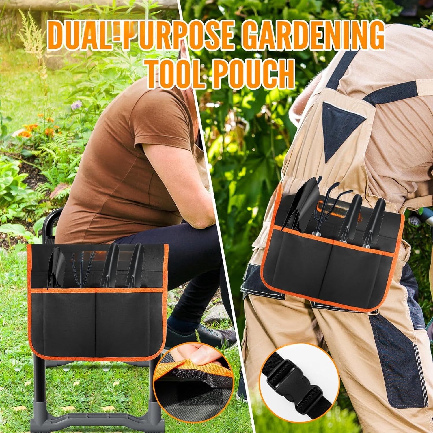 Garden Kneeler and Seat, Wider and Thicker Kneeling Pad Heavy Duty Gardening Stool with Gardening Tool Pouch and Bag, Garden Bench/Chair Gifts for Women, Seniors