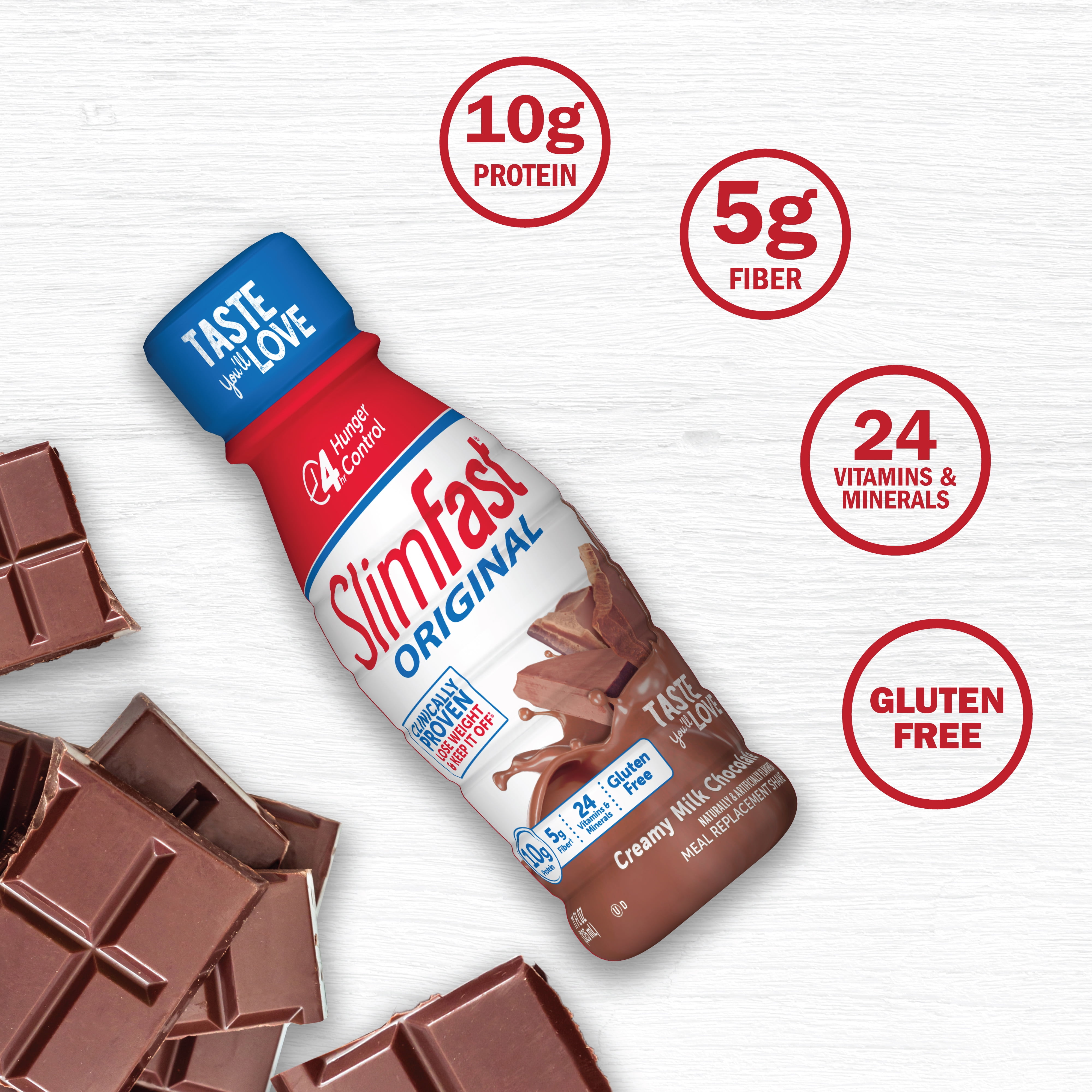 SlimFast Original Meal Replacement Shakes, Creamy Milk Chocolate, 11 fl. Oz., 15 Ct