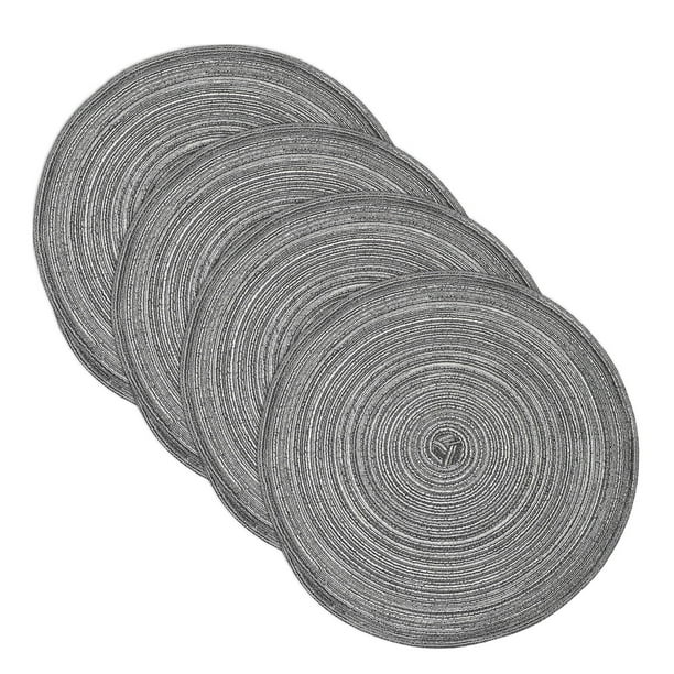 Uxcell 4 Pcs Manteles Individuales Redondos Tejidos, Mantel Lavable de 15 Pulgadas Resistente al Calor, Mantel Decorativo para Mesa de Comedor de Cocina, Gris