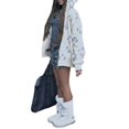 thumbnail image 3 of Zip Up Star Print Hoodies for Women Cropped Sweatshirts Fall Fashion Outfits Y2k Fleece Couples Clothes White L, 3 of 8