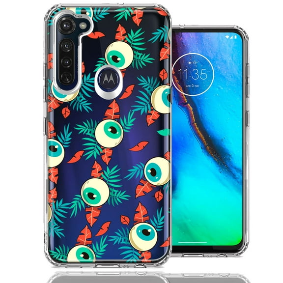 MUNDAZE For Motorola Moto G Stylus Halloween Creepy Tropical Eyeballs Design Double Layer Phone Case Cover