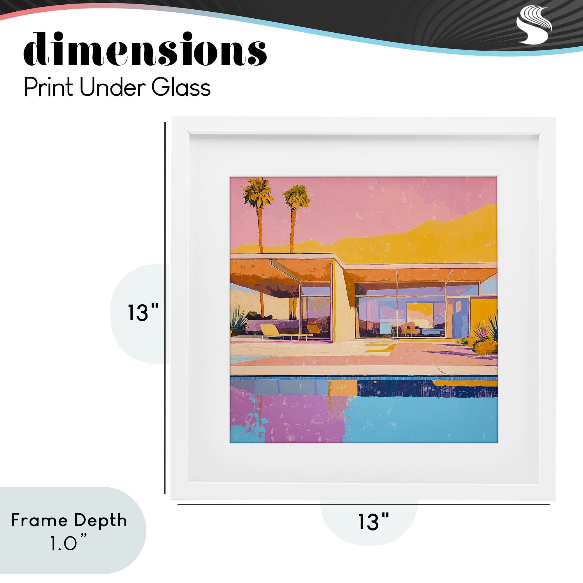Stupell Industries Vivid Villa at Sunset White Framed Print Under Glass, design by Walker Noble