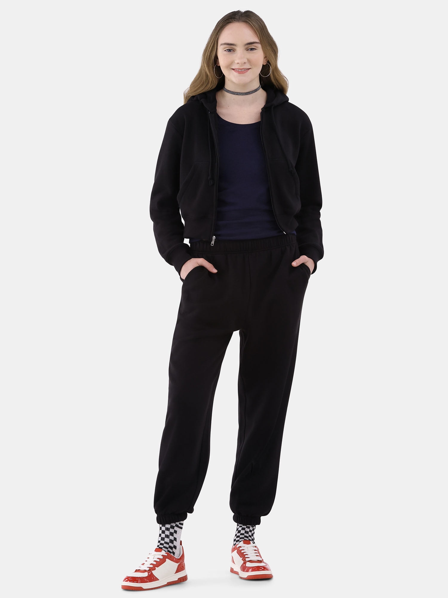 No Boundaries Soft Fleece Jogger Pants, 28” Inseam, Women’s